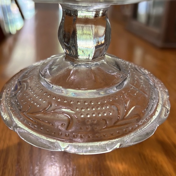 Vintage EO Brody Clear Glass Footed Compote Tulip and Leaf EO Brody Cleveland - Picture 2 of 3